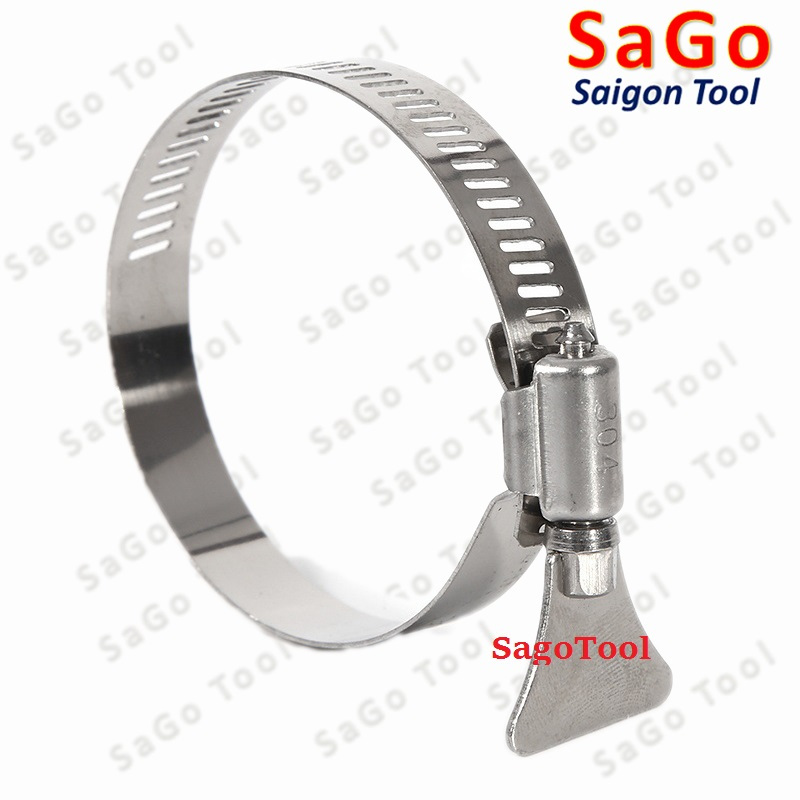 Đai siết inox có tay vặn, Cổ dê inox, Quai nhê xiết ống inox 304 có tay vặn size D6-D89 - Ảnh 2