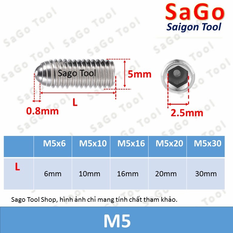 Vít trí đầu bi Inox 304 vít trí lục giác chìm M3 M4 M5 M6 M8 - Ảnh 3