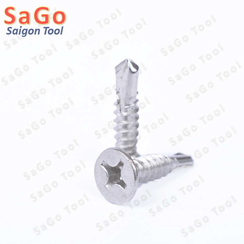 Vít inox 410 tự khoan đuôi cá đầu bằng size 4 ly