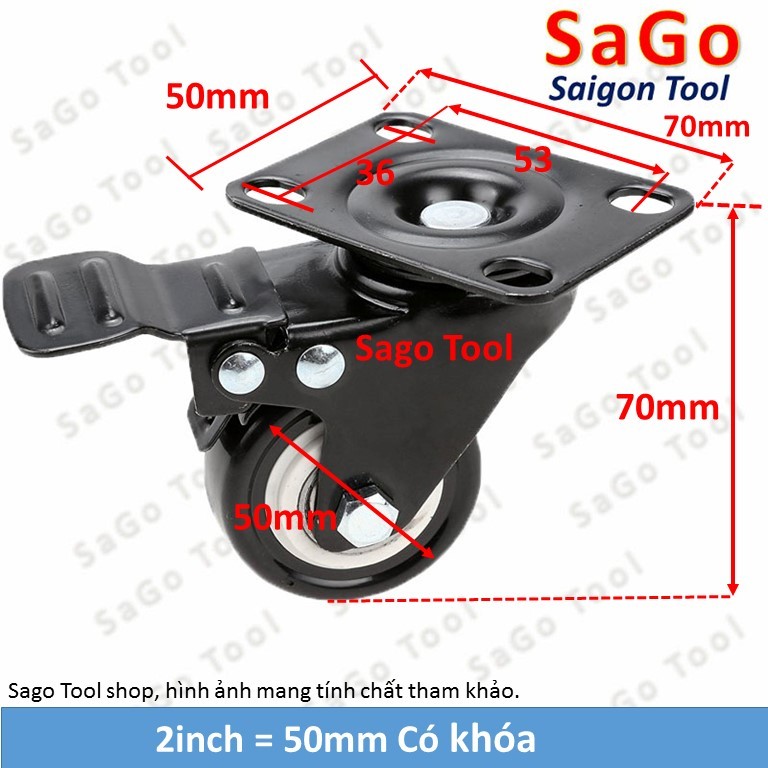 Bánh xe đẩy, bánh xe cao su đẩy hàng loại xoay 360 chịu tải nhẹ - Ảnh 2