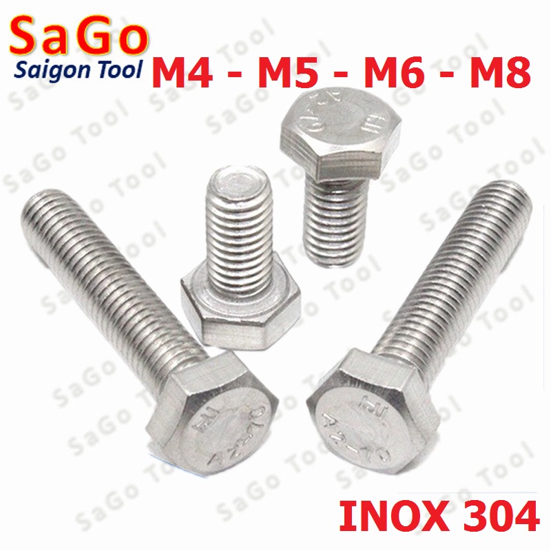 Bulong lục giác ngoài INOX 304 M4 M5 M6 M8 10Con, Ốc lục giác inox - Ảnh 4
