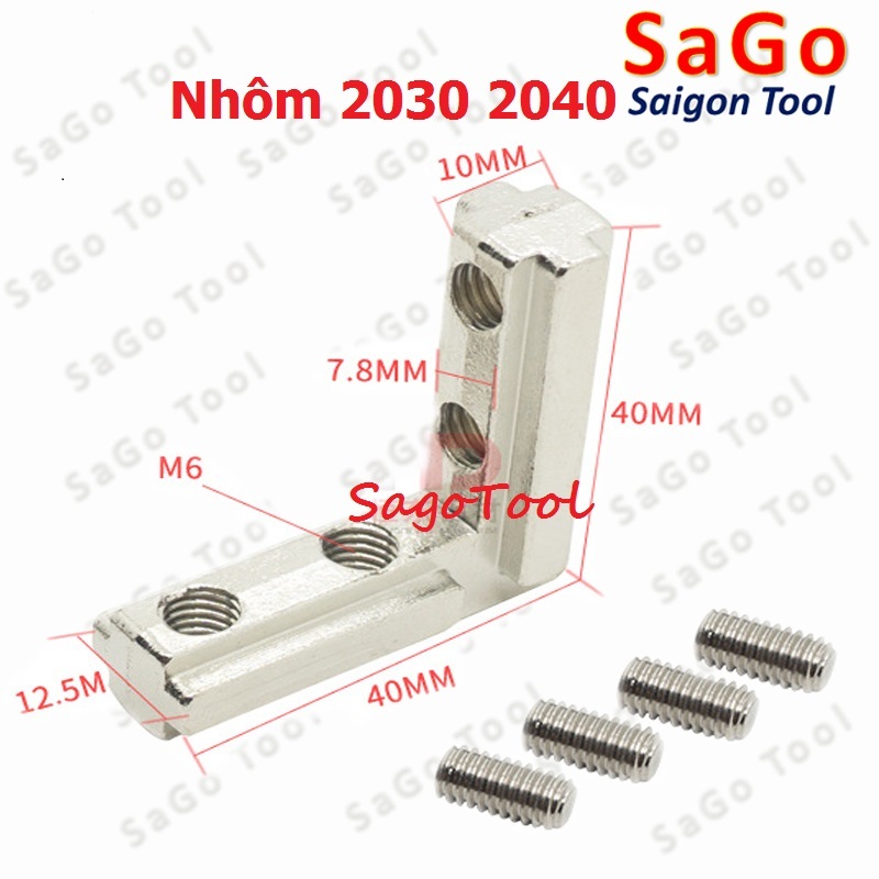 Ke góc vuông chìm 2 lỗ cho nhôm định hình 3030 4040 ren M5 M6