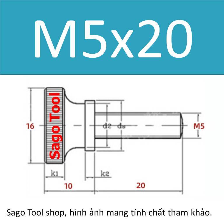 Núm vặn ren ngoài thép, bu lông vặn tay thép size M3 M4 M5 M6 M8 M10 - Ảnh 2