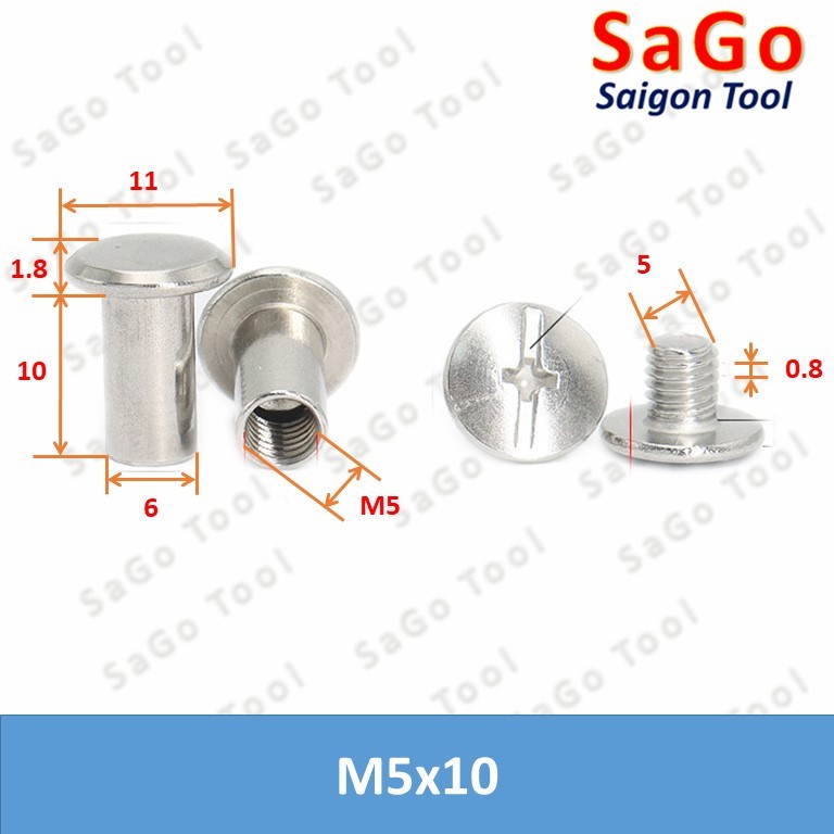Đinh tán inox, đinh tán vặn ren inox 304 đầu Pake 3ly 4 ly 5ly (2 bộ) - Ảnh 4