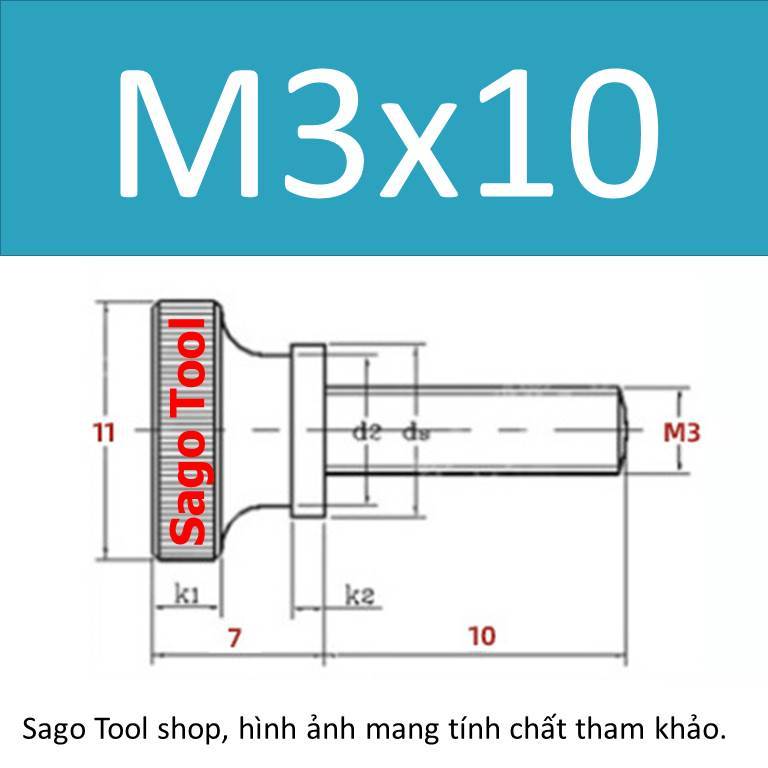 Núm vặn ren ngoài thép, bu lông vặn tay thép size M3 M4 M5 M6 M8 M10 - Ảnh 6