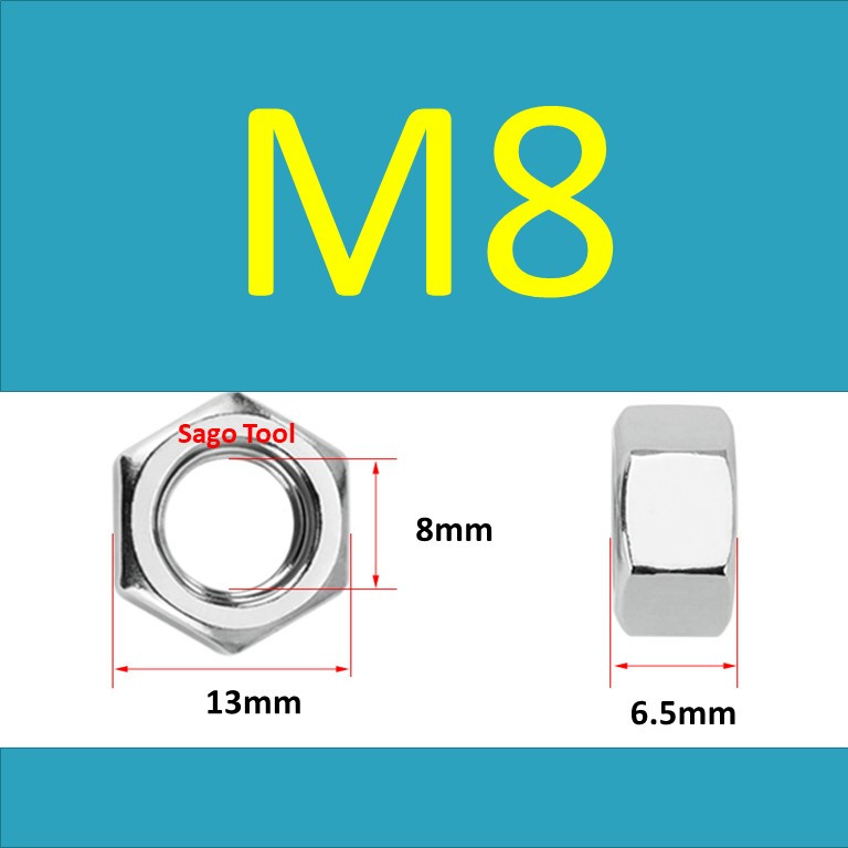Đai Ốc inox 304 ren mịn, Tán Ecu ren nhuyễn Dùng Cho Bulong M4, M5, M6, M8, M10, M12, M16, M18, M20 - Ảnh 4