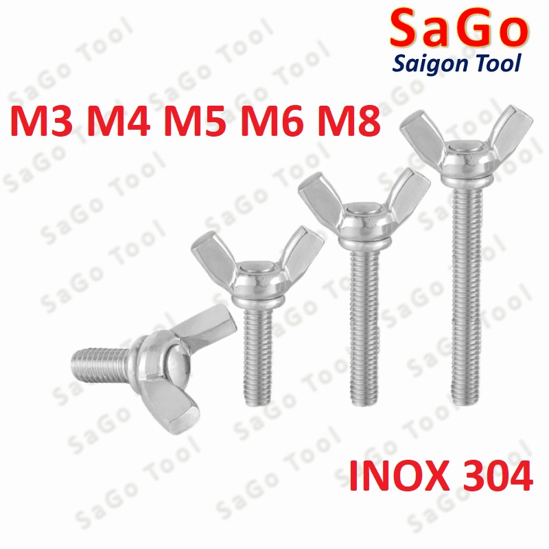 Bulong tai hồng inox 304 M3 M4 M5 M6 M8 M10 Bu lông cánh chuồn (2-3 con)