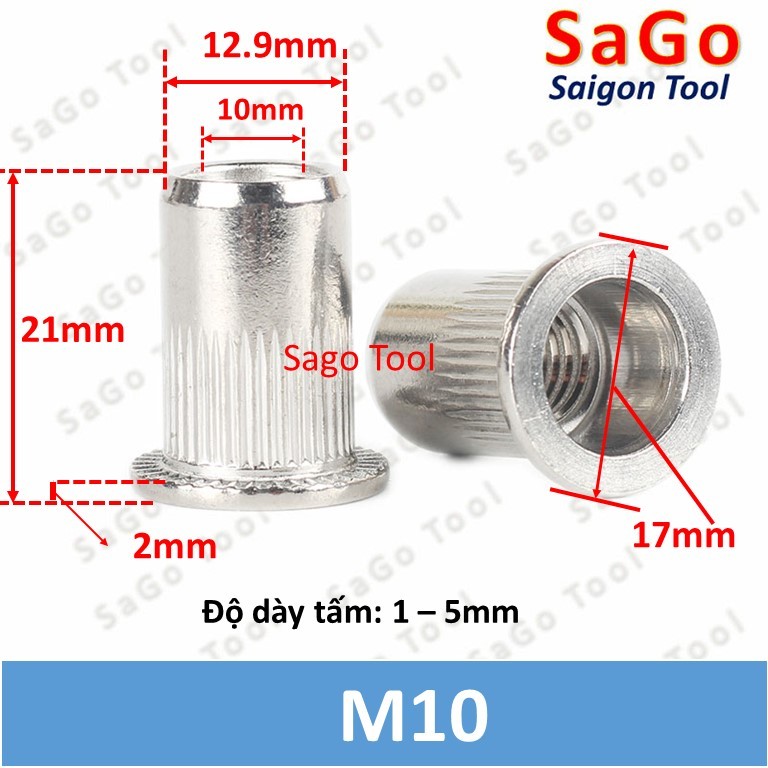 Tán ecu rút inox 304 size M3 M4 M5 M6 M8 M10 loại tốt - Ảnh 3