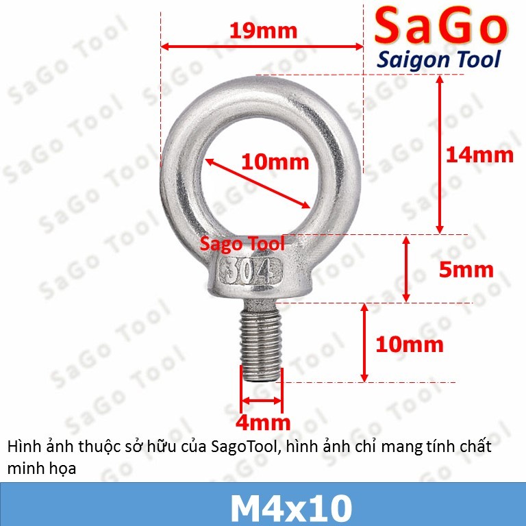 Bulong móc cẩu, bulong tai cẩu, bulong mắt INOX 304 size M3 M4 M5 M6 M8 M10 M12 - Ảnh 6