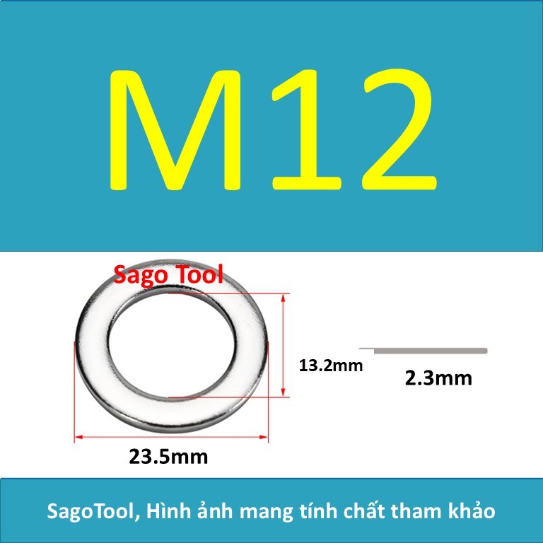 Vòng đệm, Long Đền phẳng INOX 304 cho ốc lục giác M3, M4, M5, M6, M8, M10, M12 - Ảnh 8