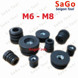 Nắp chụp ống sắt hộp, đầu bịt chân bàn ghế loại nhựa có ren nhiều kích thước