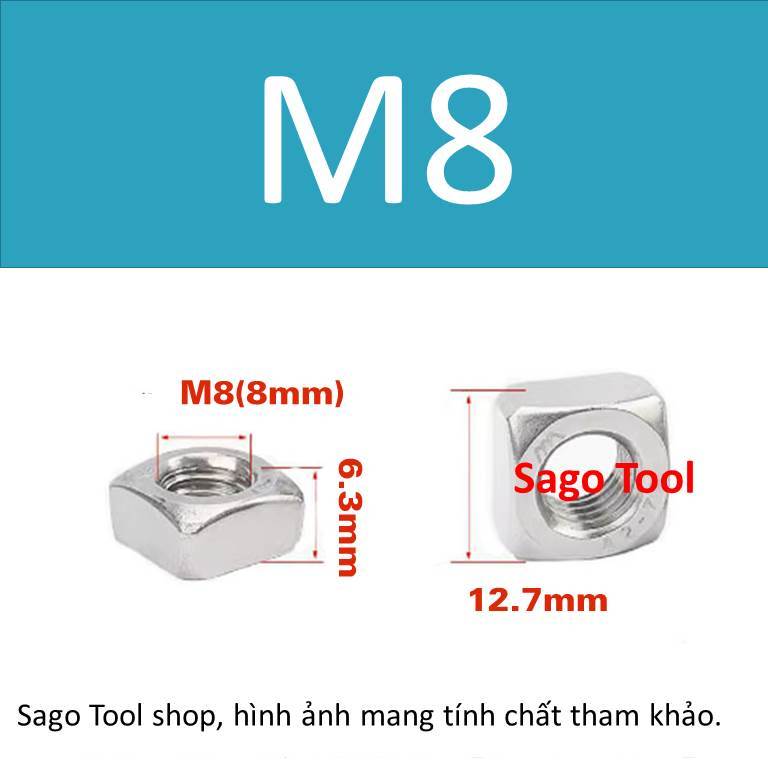 Đai ốc vuông, Tán Ecu vuông Inox 304 size M3 M4 M5 M6 M8 M10 (10 con) - Ảnh 7