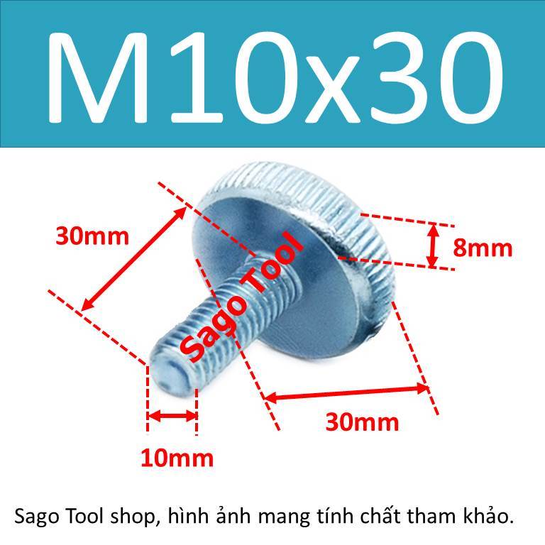Núm vặn ren ngoài thép, bu lông vặn tay thép size M3 M4 M5 M6 M8 M10 - Ảnh 5