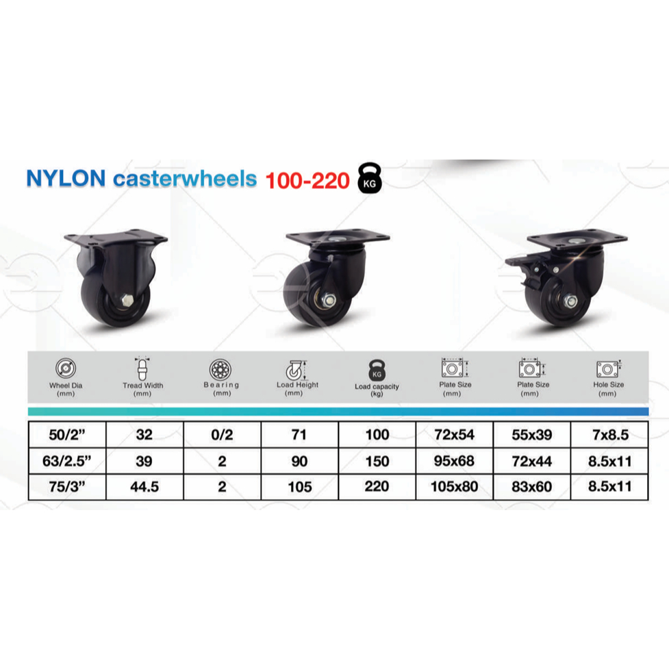 Bánh xe đẩy hàng chịu tải trung, bánh xe công nghiệp tải trung 100-220 kg - Ảnh 7