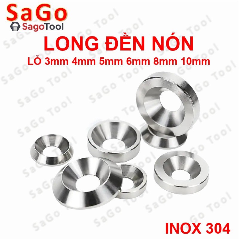 Vòng đệm hình nón inox 304, long đền chén âm đầu vít lỗ 3li -10li - Ảnh 2