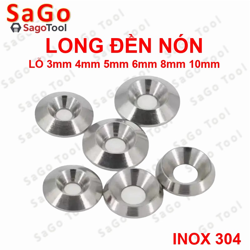 Vòng đệm hình nón inox 304, long đền chén âm đầu vít lỗ 3li -10li - Ảnh 4