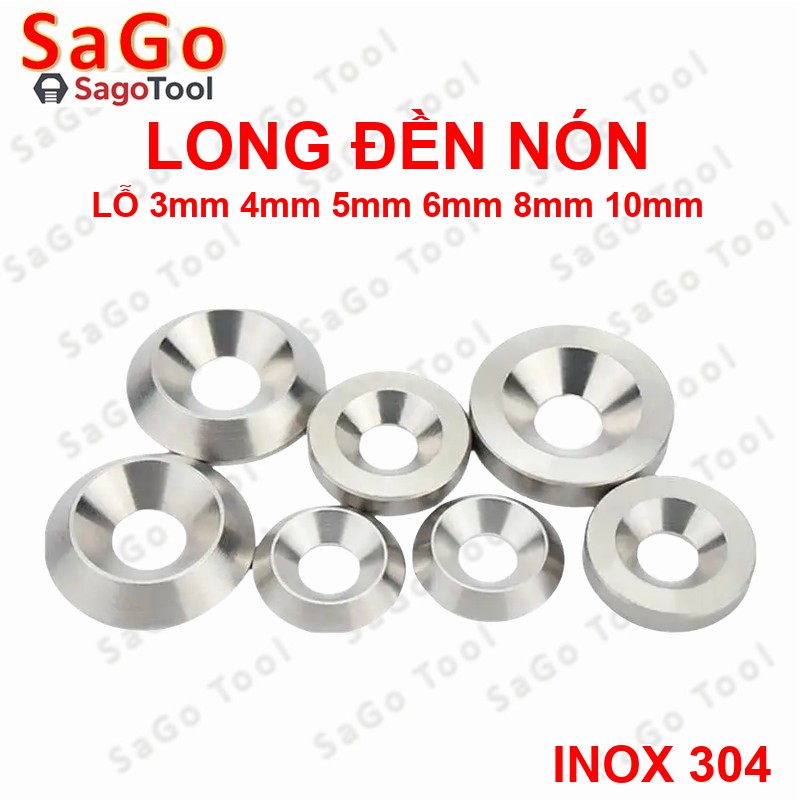 Vòng đệm hình nón inox 304, long đền chén âm đầu vít lỗ 3li -10li - Ảnh 3