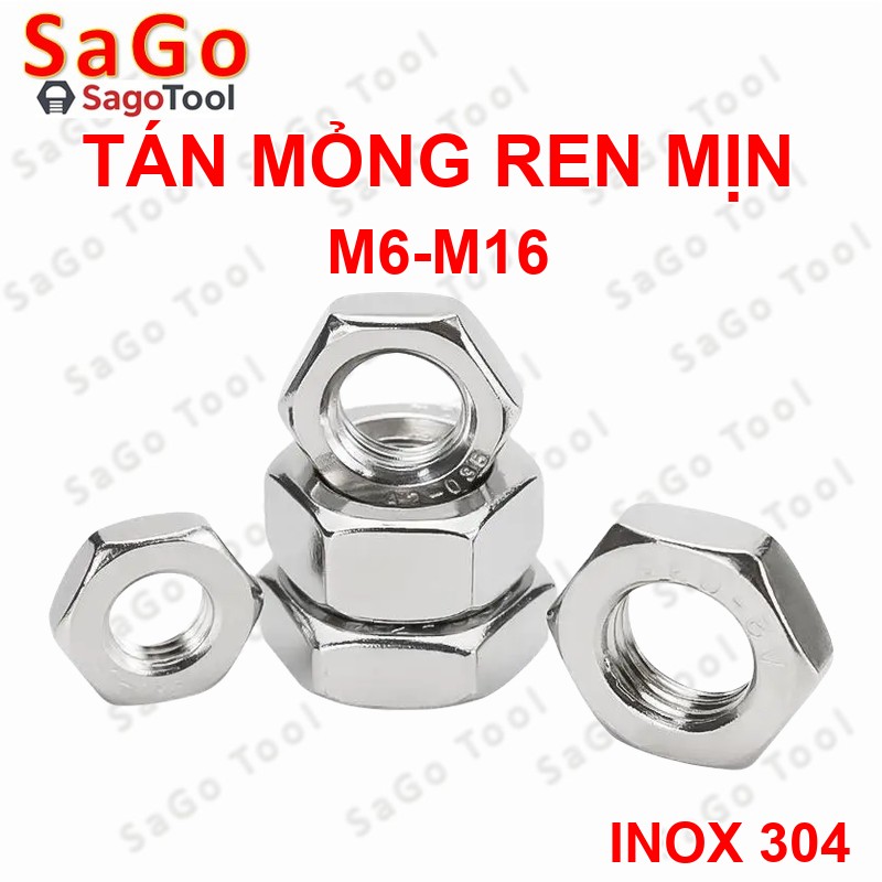 Đai ốc lục giác mỏng ren mịn size M6 - M16, Tán Ecu mỏng ren nhuyễn - Ảnh 3