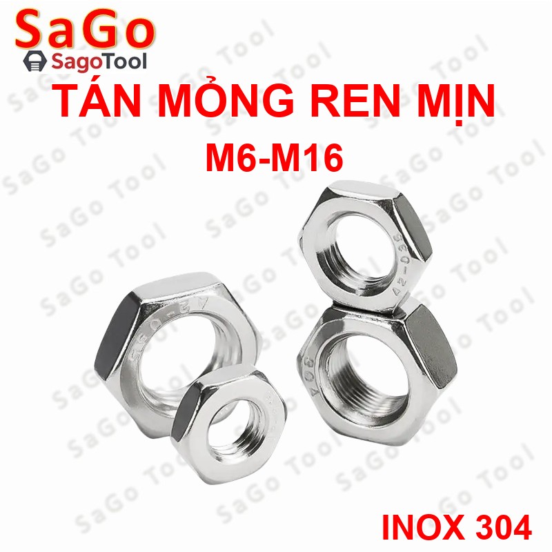 Đai ốc lục giác mỏng ren mịn size M6 - M16, Tán Ecu mỏng ren nhuyễn - Ảnh 2