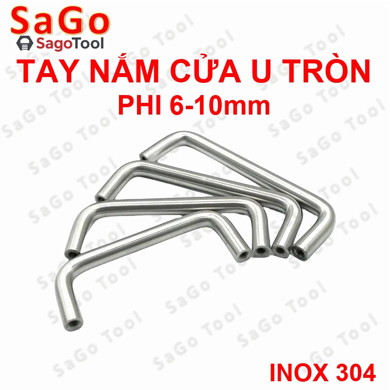 Tay nắm cửa inox 304 chữ U - Tay cầm tủ, cửa kính đường kính 6mm 8mm 10mm - Ảnh 2