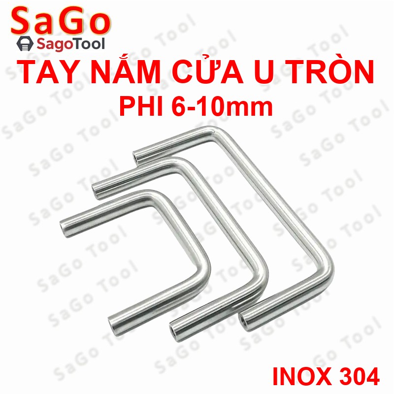 Tay nắm cửa inox 304 chữ U - Tay cầm tủ, cửa kính đường kính 6mm 8mm 10mm - Ảnh 3