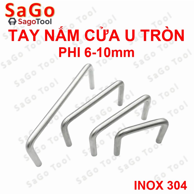 Tay nắm cửa inox 304 chữ U - Tay cầm tủ, cửa kính đường kính 6mm 8mm 10mm - Ảnh 4