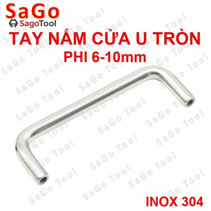 Tay nắm cửa inox 304 chữ U - Tay cầm tủ, cửa kính đường kính 6mm 8mm 10mm - Ảnh 5