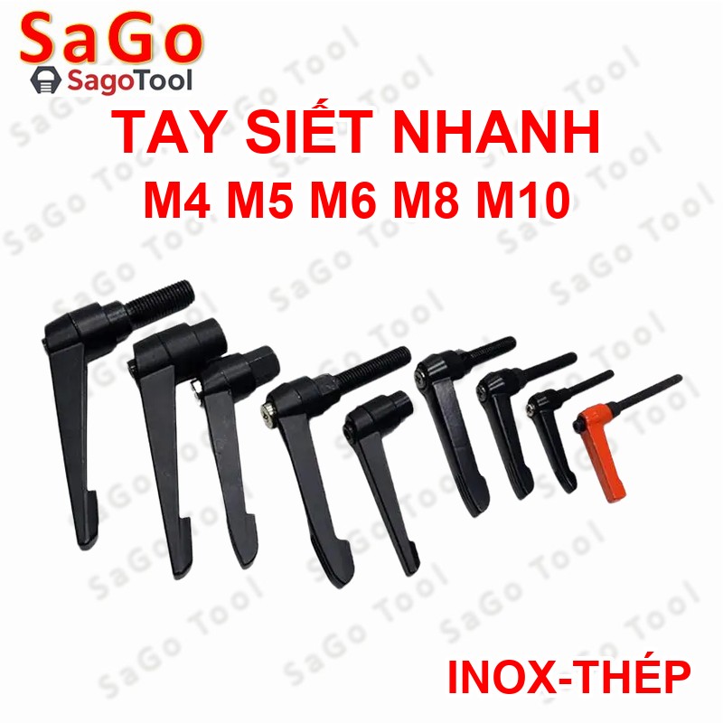Tay siết định vị, Tay vặn nhanh, Tay siết nhanh Inox 304, Thép size M5 M6 M8 M10 - Ảnh 2