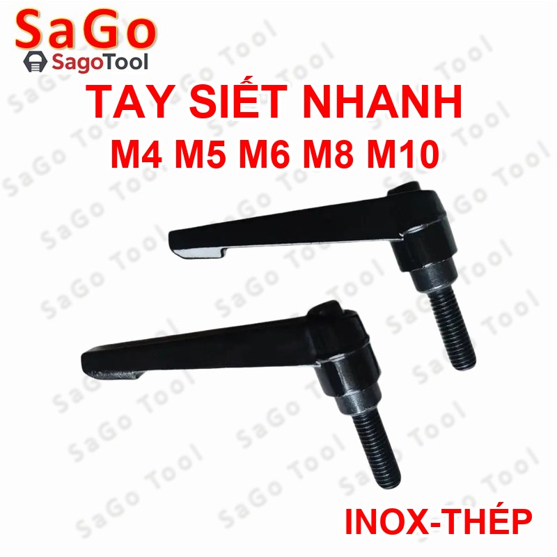Tay siết định vị, Tay vặn nhanh, Tay siết nhanh Inox 304, Thép size M5 M6 M8 M10 - Ảnh 3