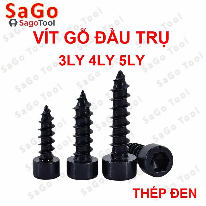 Vít răng thưa Lục Giác Đầu Trụ Thép Đen M3 M4 M5 – Vít Đầu Lục Giác Bắn Gỗ (6mm-50mm) - Ảnh 5