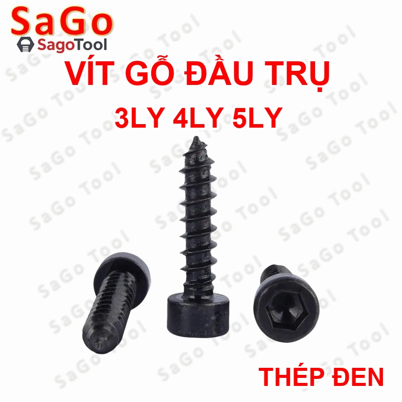 Vít răng thưa Lục Giác Đầu Trụ Thép Đen M3 M4 M5 – Vít Đầu Lục Giác Bắn Gỗ (6mm-50mm) - Ảnh 2