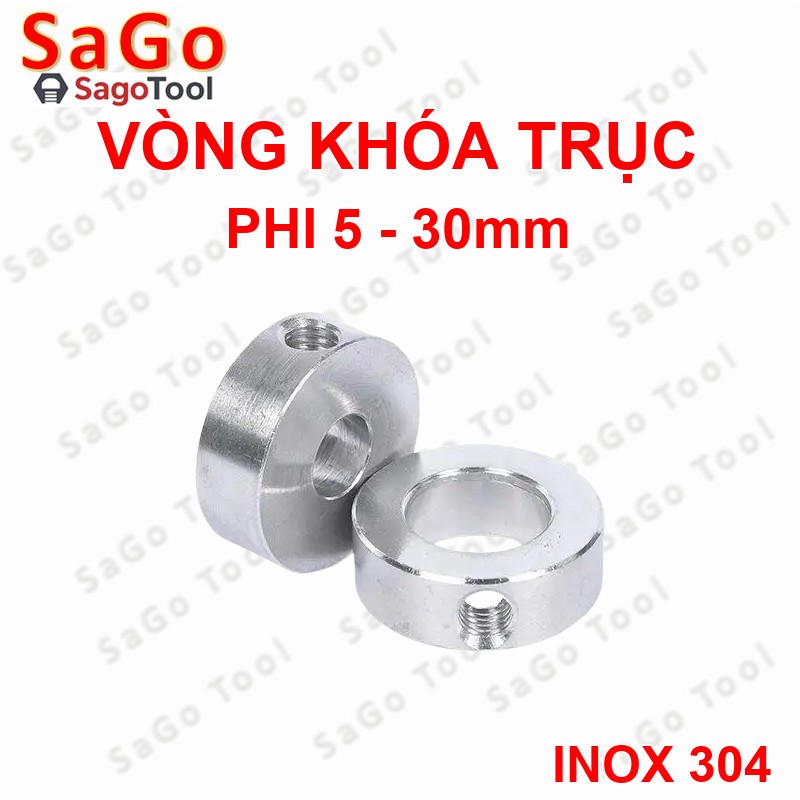 Vòng khóa trục inox 304, Vòng hãm chặn trục vitme lỗ phi 5 – 30mm - Ảnh 3