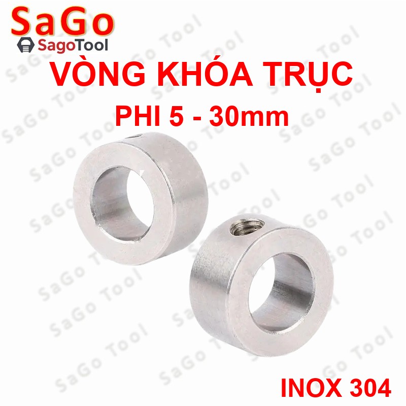 Vòng khóa trục inox 304, Vòng hãm chặn trục vitme lỗ phi 5 – 30mm - Ảnh 5