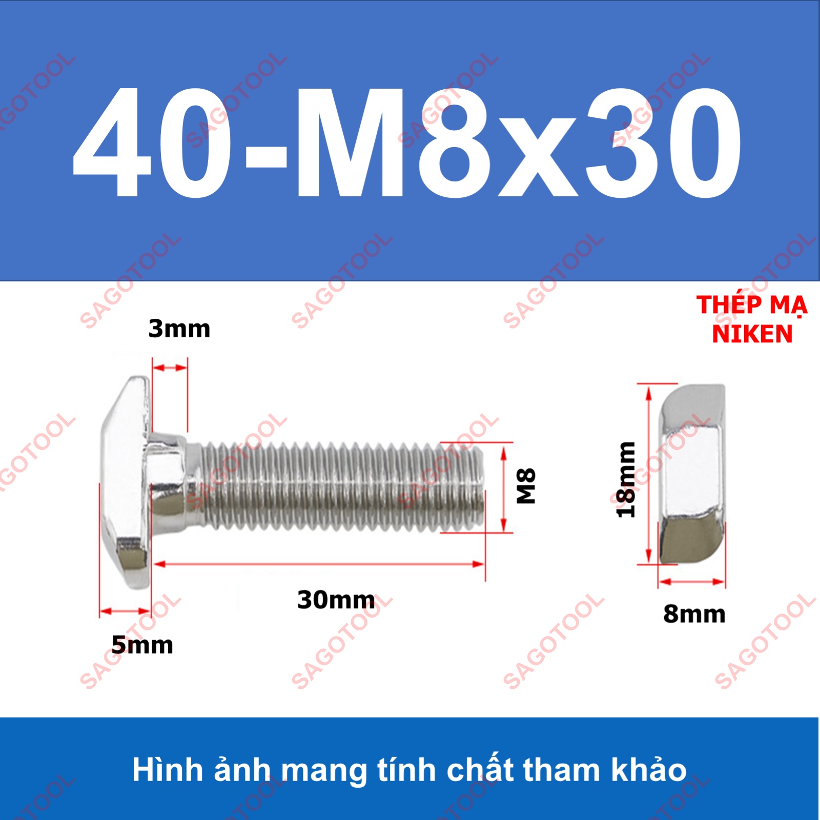 Bulong Chữ T M5 M6 M8 - Ốc T Bắt Nhôm Định Hình 10mm 12mm 16mm 20mm 30mm - Ảnh 15