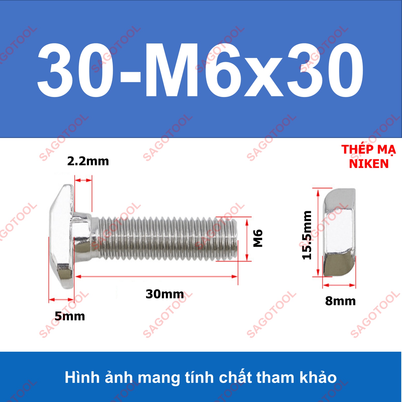 Bulong Chữ T M5 M6 M8 - Ốc T Bắt Nhôm Định Hình 10mm 12mm 16mm 20mm 30mm - Ảnh 12