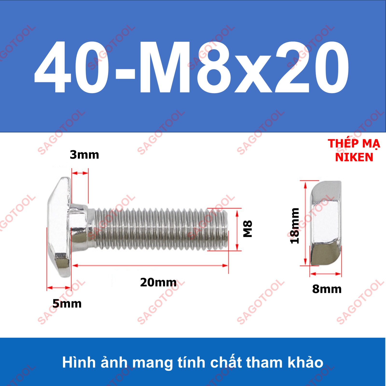 Bulong Chữ T M5 M6 M8 - Ốc T Bắt Nhôm Định Hình 10mm 12mm 16mm 20mm 30mm - Ảnh 14