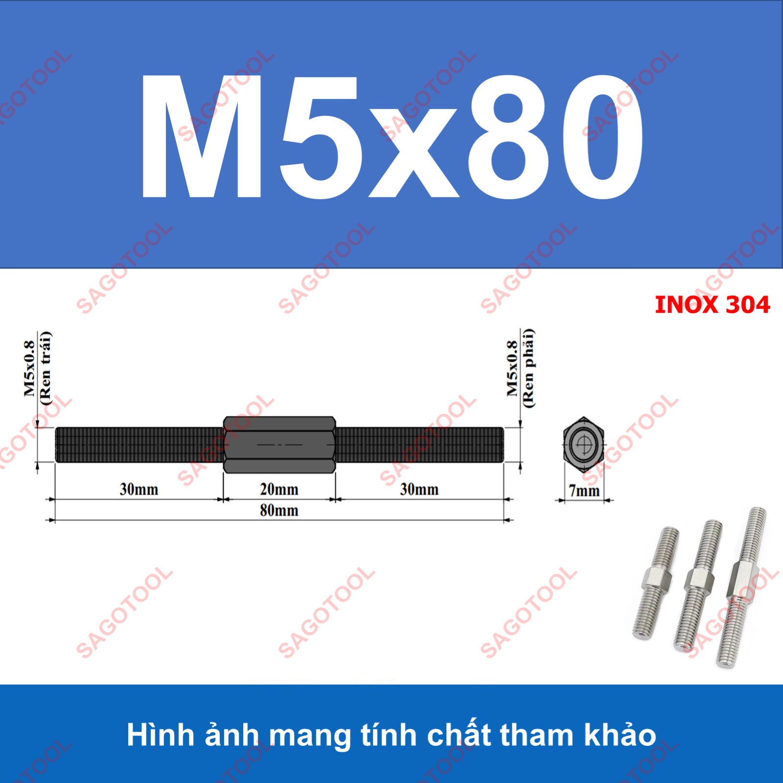 Bulong 2 đầu ren ngược chiều M3 M4 M5 M6 M8 M10 - Guzong tăng đưa - Ảnh 17