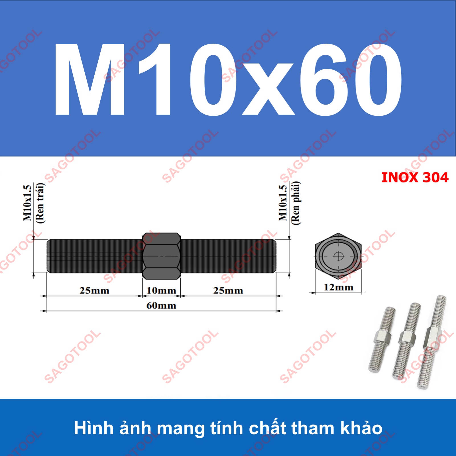 Bulong 2 đầu ren ngược chiều M3 M4 M5 M6 M8 M10 - Guzong tăng đưa - Ảnh 28