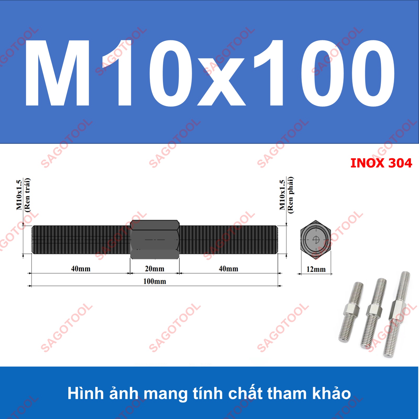 Bulong 2 đầu ren ngược chiều M3 M4 M5 M6 M8 M10 - Guzong tăng đưa - Ảnh 30