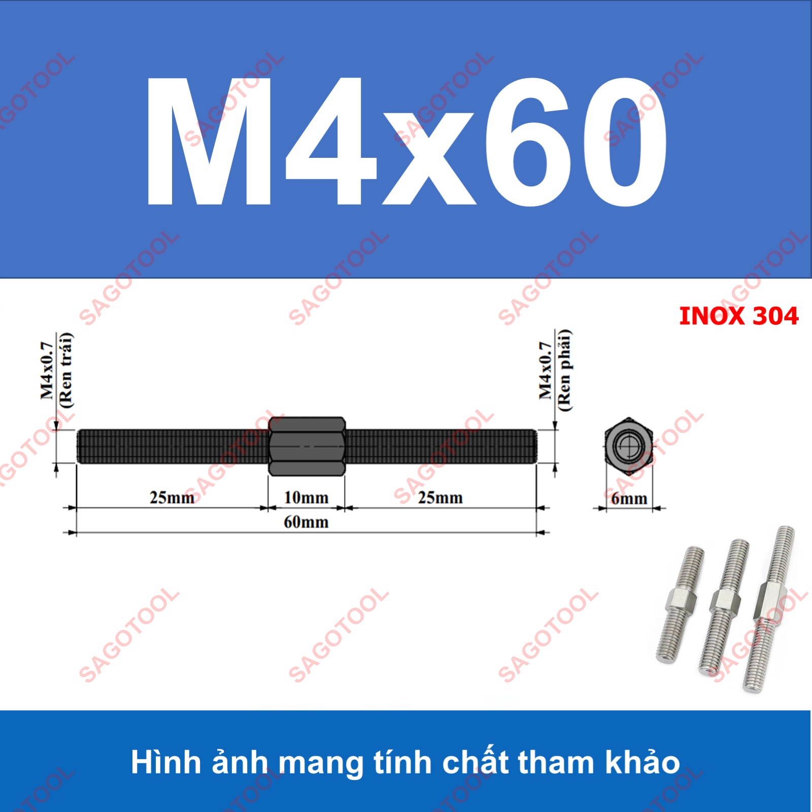 Bulong 2 đầu ren ngược chiều M3 M4 M5 M6 M8 M10 - Guzong tăng đưa - Ảnh 12