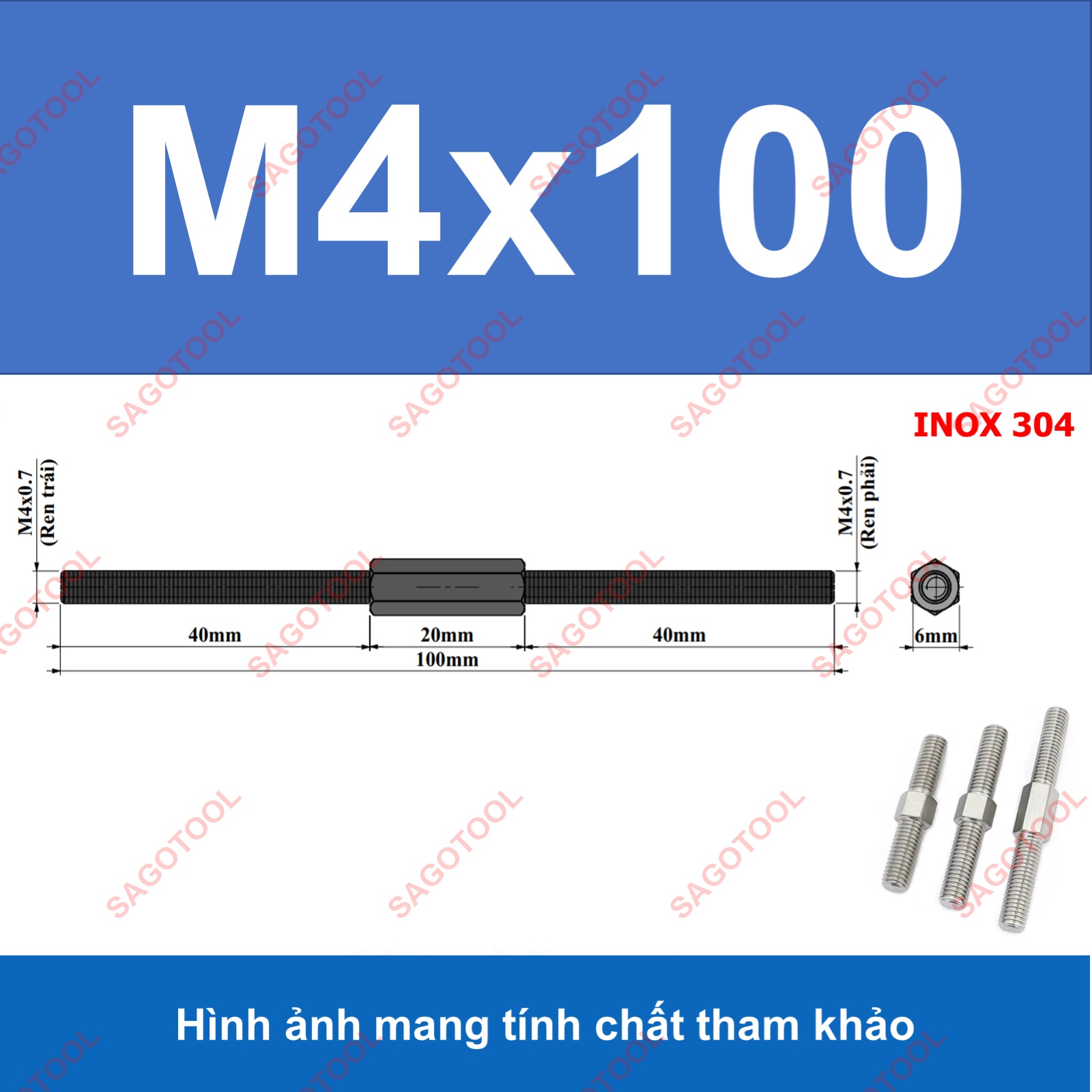 Bulong 2 đầu ren ngược chiều M3 M4 M5 M6 M8 M10 - Guzong tăng đưa - Ảnh 14