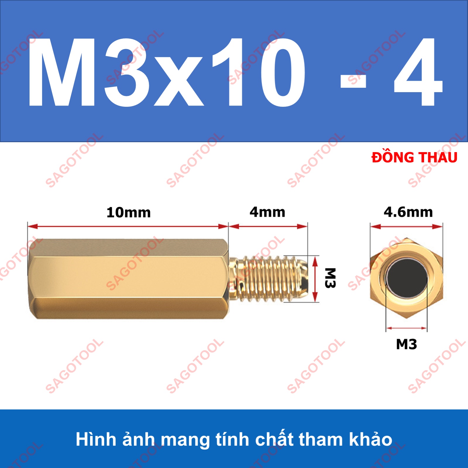 Trụ đồng lục giác M3 đực cái - Trụ đồng M3 dài 5mm đến 50mm - Ảnh 7