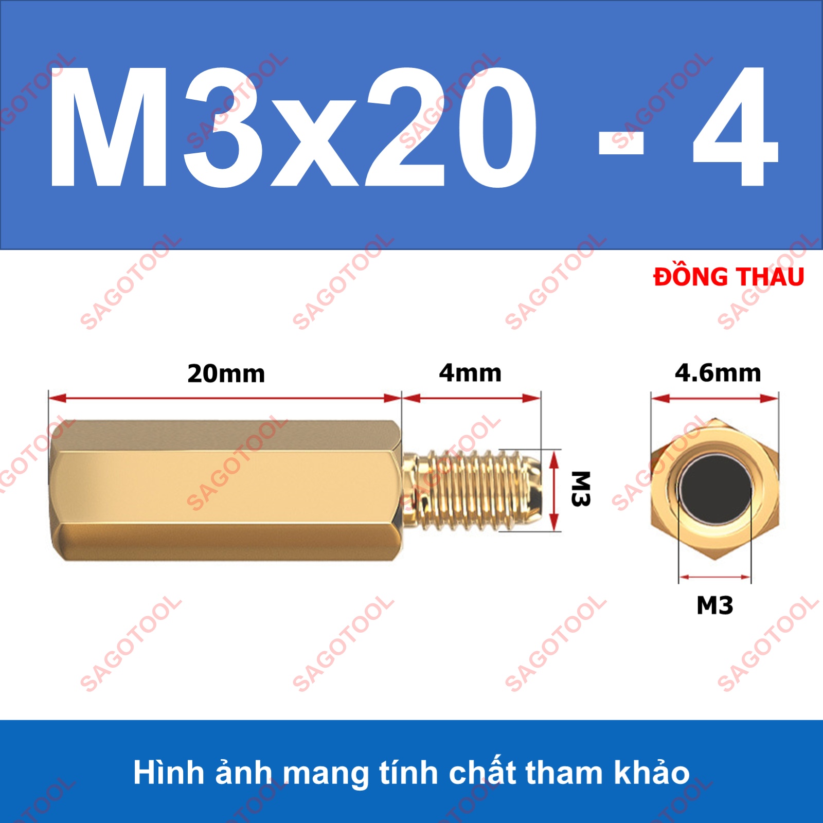 Trụ đồng lục giác M3 đực cái - Trụ đồng M3 dài 5mm đến 50mm - Ảnh 9