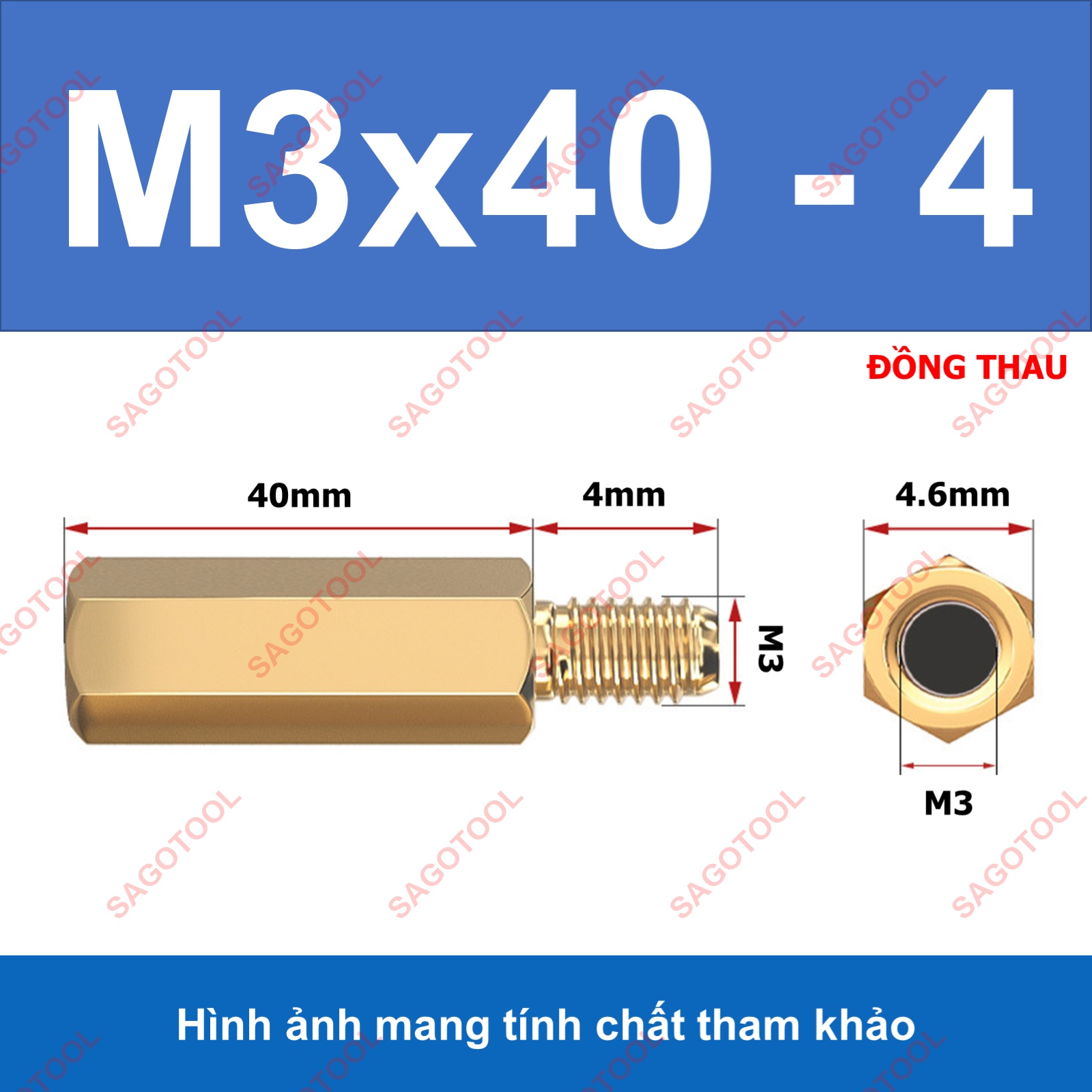 Trụ đồng lục giác M3 đực cái - Trụ đồng M3 dài 5mm đến 50mm - Ảnh 12