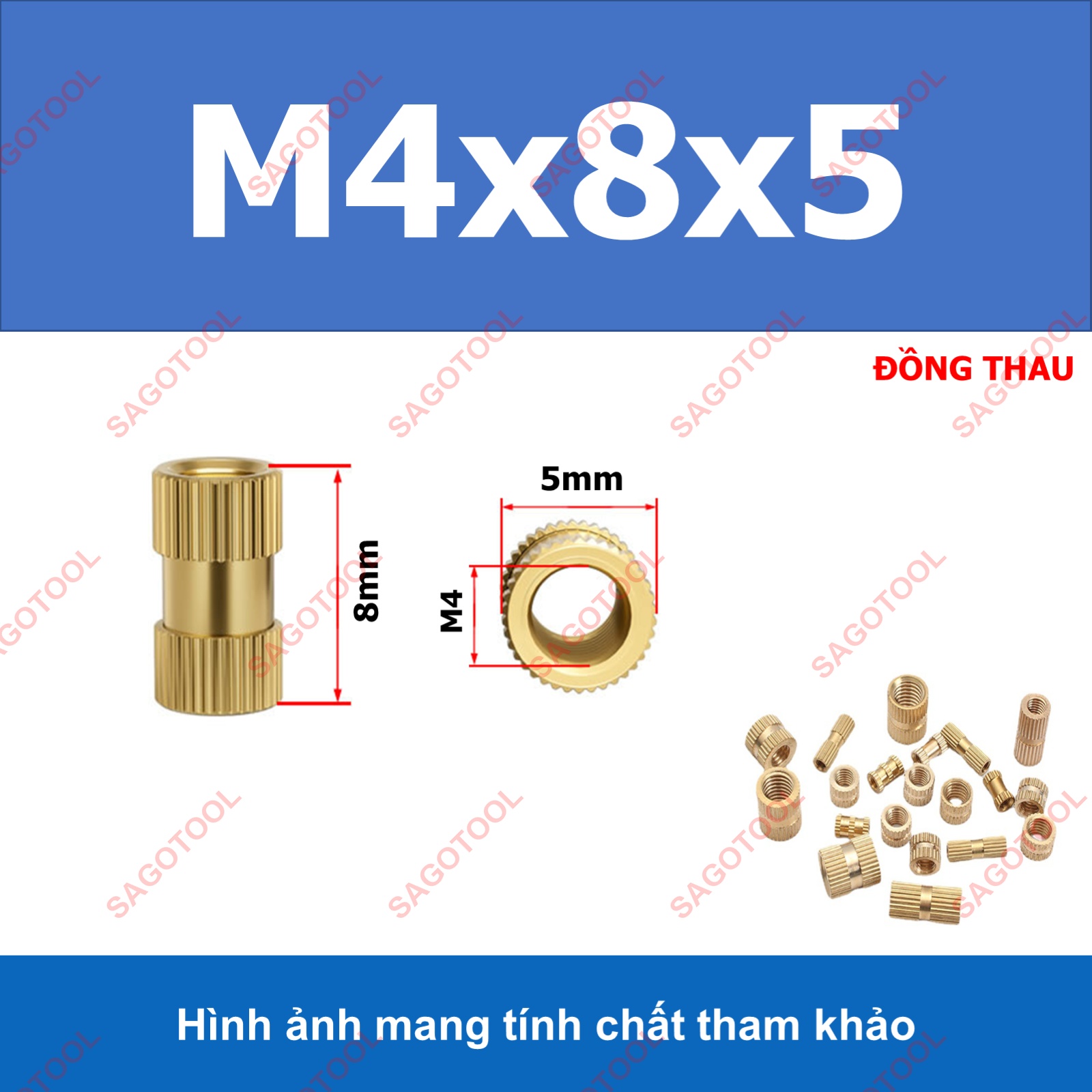Đai ốc cấy nhựa bằng đồng thau M3 M4 M5 M6 dài 4mm 8mm - Ảnh 9