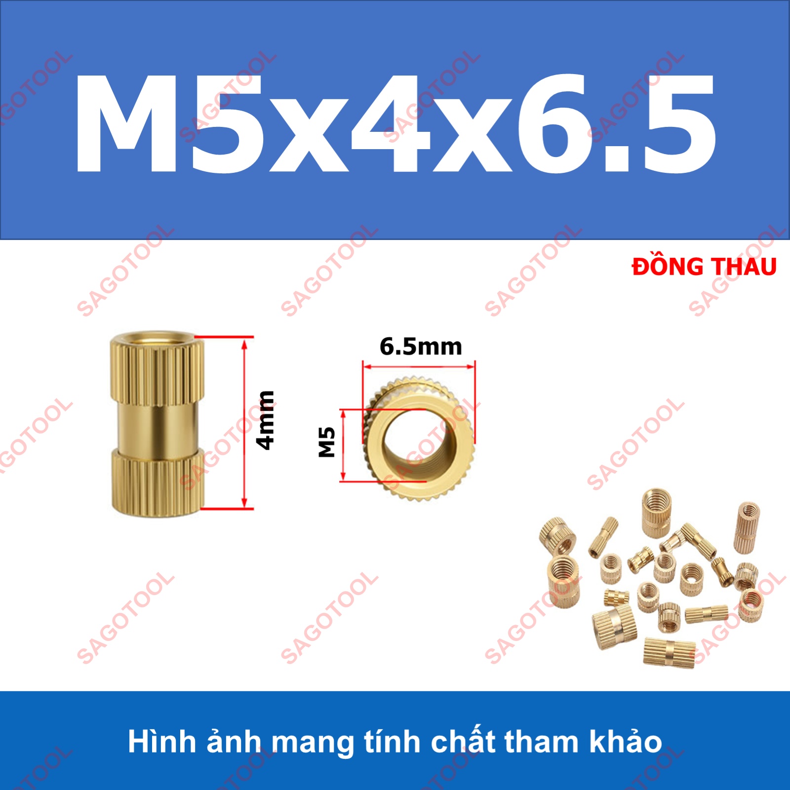 Đai ốc cấy nhựa bằng đồng thau M3 M4 M5 M6 dài 4mm 8mm - Ảnh 10