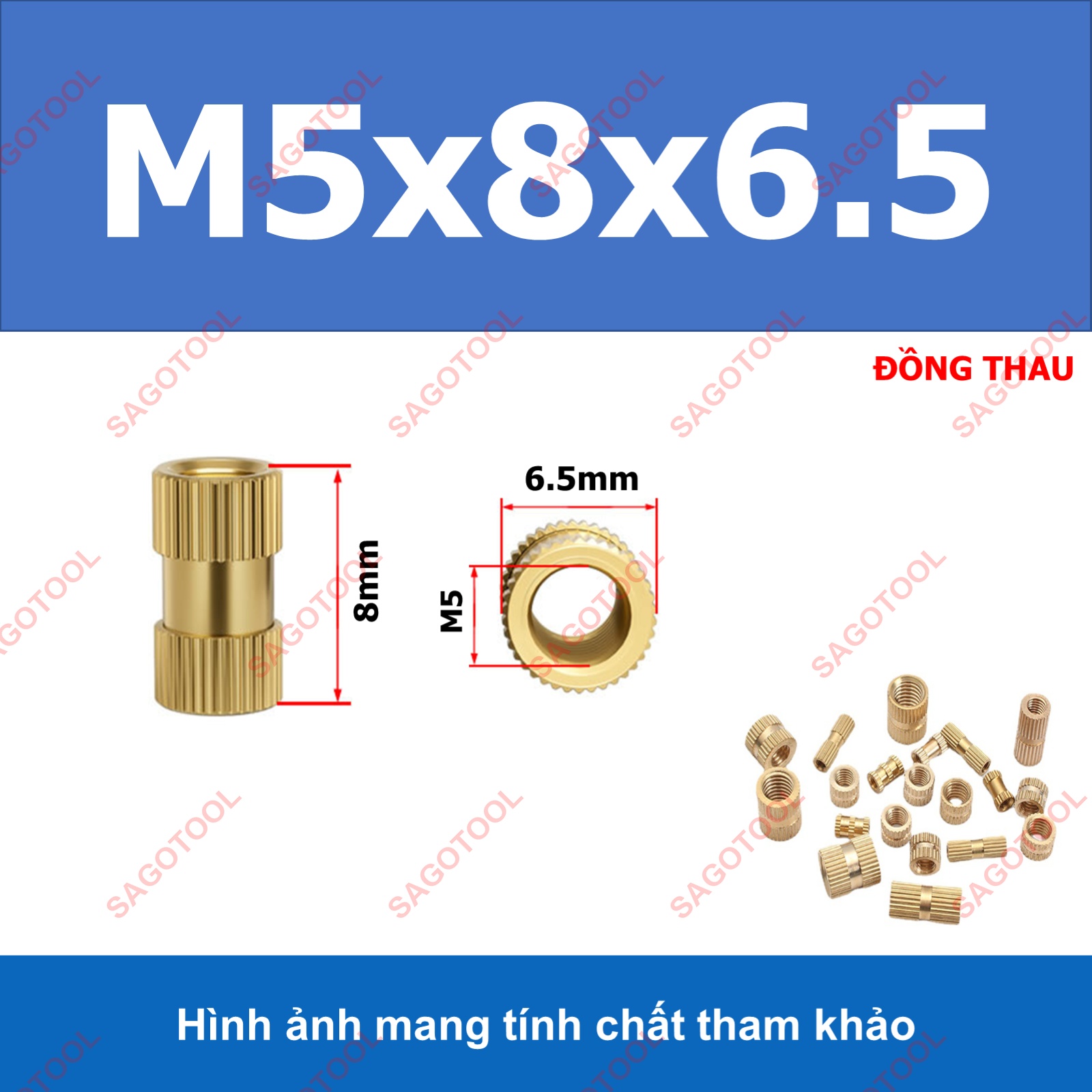 Đai ốc cấy nhựa bằng đồng thau M3 M4 M5 M6 dài 4mm 8mm - Ảnh 11