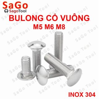 Bulong đầu tròn cổ vuông Inox 304 M5 M6 M8 - Ốc vít cổ vuông chống xoay