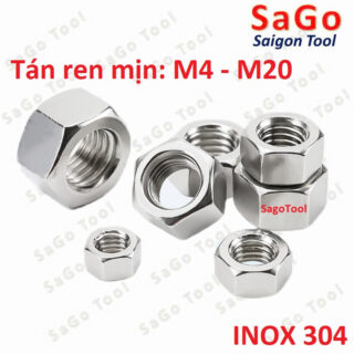 Đai Ốc inox 304 ren mịn, Tán Ecu ren nhuyễn Dùng Cho Bulong M4, M5, M6, M8, M10, M12, M16, M18, M20