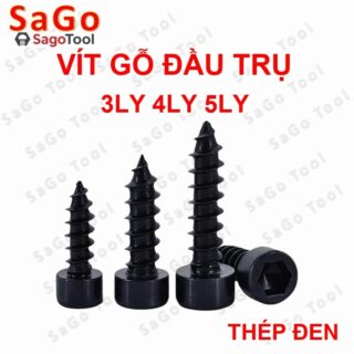 Vít răng thưa Lục Giác Đầu Trụ Thép Đen M3 M4 M5 – Vít Đầu Lục Giác Bắn Gỗ (6mm-50mm)